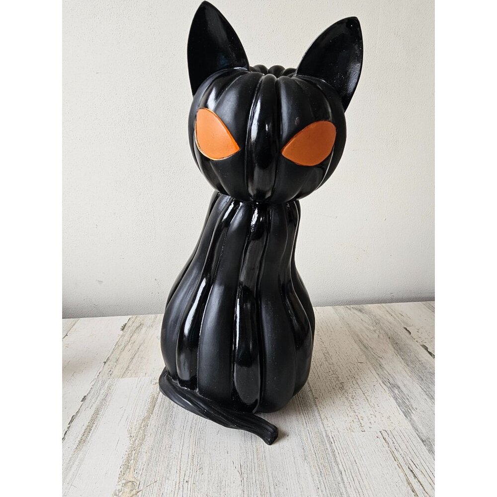 Large life-size black cat AS IS Halloween decor‎ pumpkin outdoor lawn vintage